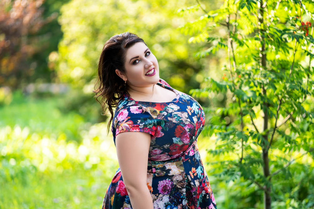 Beautiful Overweight Woman Outdoors